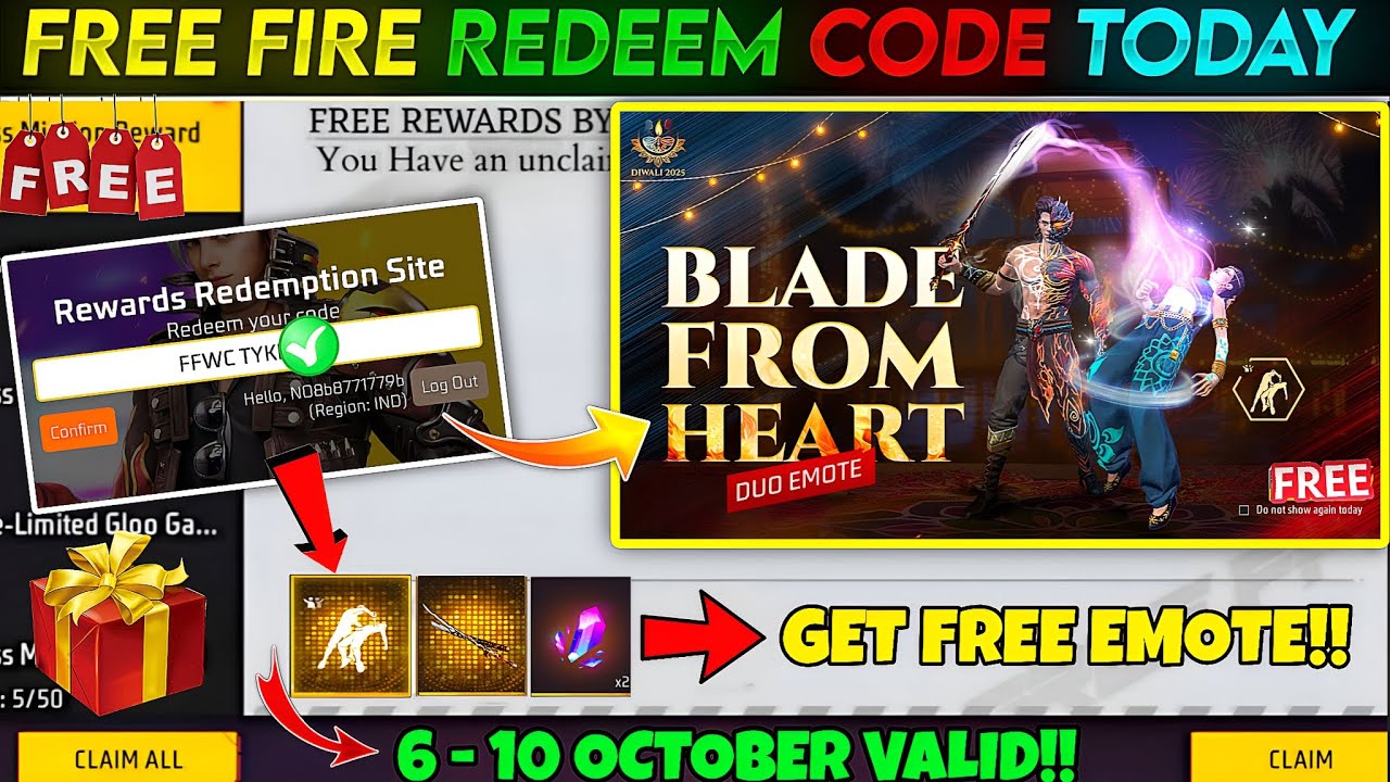 Free Fire MAX Redeem Codes 6 October 2025